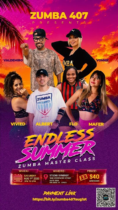 ZUMBA407 Presents: ENDLESS SUMMER Zumba Master Class at Studio Synergy — Aug 1, 2026