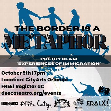 The Border is a Metaphor: Poetry Slam "Experiences of Immigration" — CityArts Factory, Oct 8, 2026